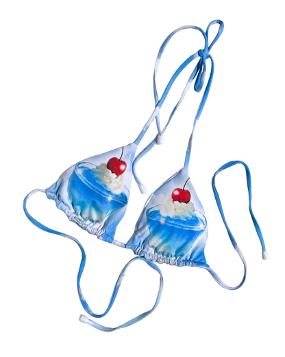 Bikini set with cupcake and cherry design on a white background